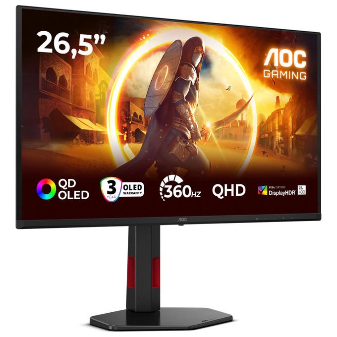 AOC Monitor Gaming Q27G4SDR QD-OLED 26.5 pollici QHD 360Hz Nero e Rosso