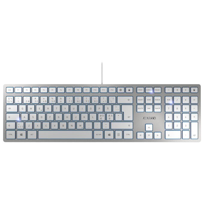 Cherry, Tastiera KC 6000 SLIM, QWERTY Nordico, USB, Argento Bianco