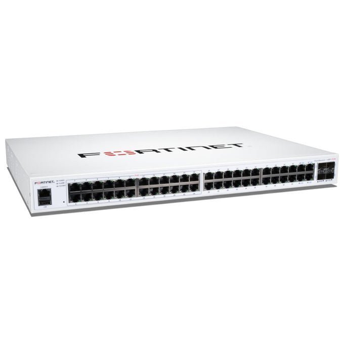Fortinet, Switch L2+ Gestito, 48 Porte GE, 4 Porte SFP+, Supporto PoE 370W, FortiSwitch 148F-POE