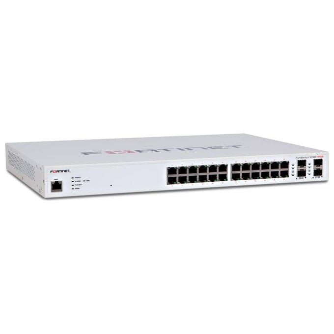 Fortinet, Switch L2+ Managed POE, 24 Porte GE, 4 SFP+, Montaggio Rack