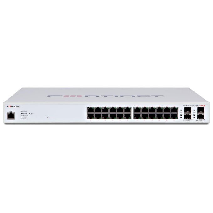 Fortinet, Switch L2+ Managed POE, 24 Porte GE, 4 SFP+, Montaggio Rack