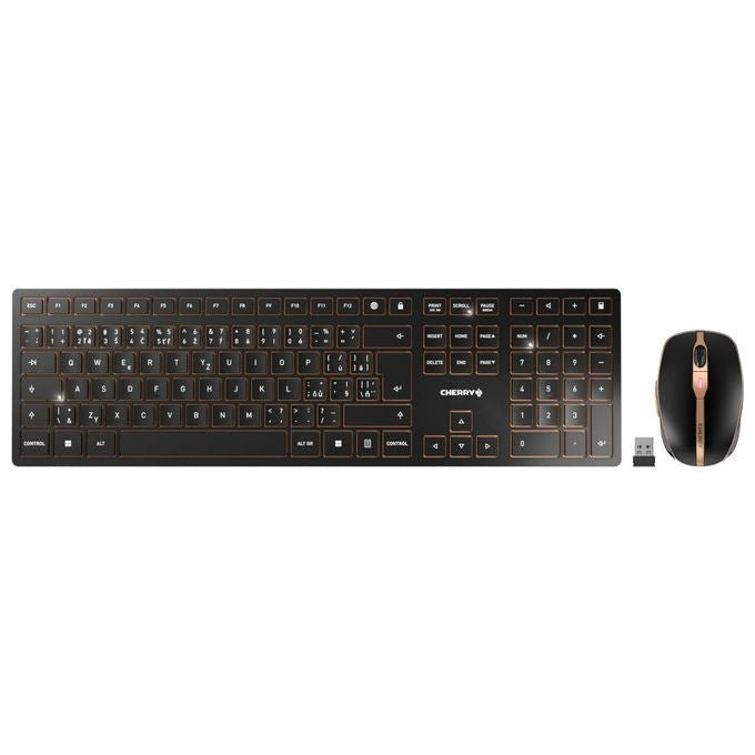 Cherry DW 9100 SLIM, Tastiera e Mouse, Wireless RF, Bluetooth, Layout Ceco Slovacco, Nero