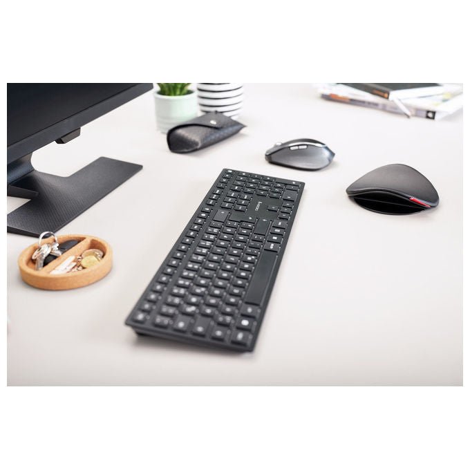 Cherry, KW 9100 Slim Tastiera Wireless, QWERTY, Bluetooth, RF, Nero