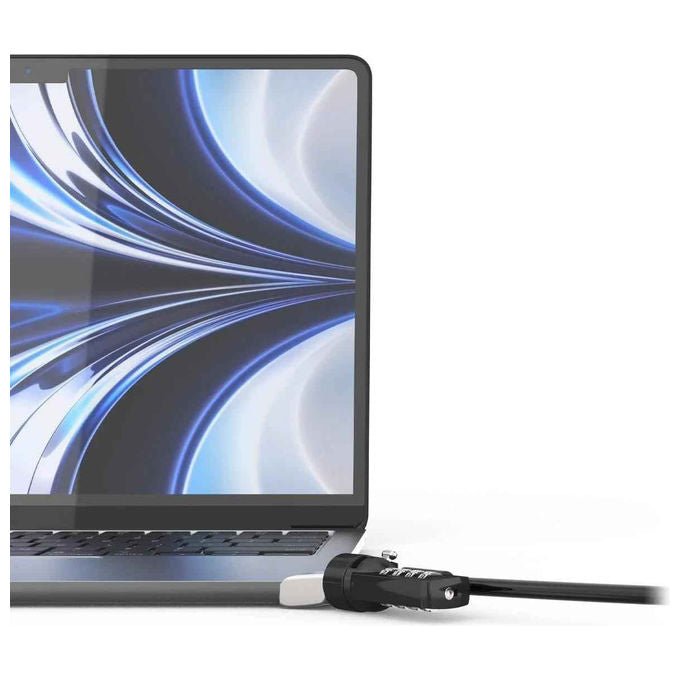 Compulocks, Adattatore di Sicurezza, per MacBook Air M2, con Cavo di Sicurezza a Combinazione, Argento