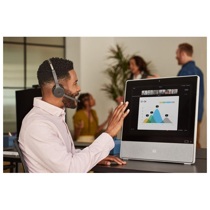 Cisco, Cuffie 722, Bluetooth, Biaurale Wireless, Nero Carbonio, con Adattatore USB-A