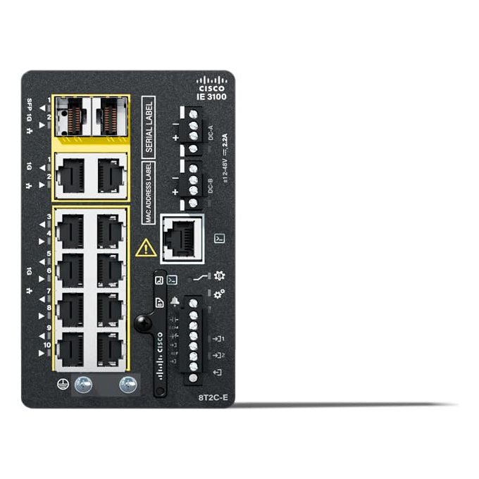 Cisco, Switch Catalyst IE3100 - 8T2C - E, 10 Porte, Gigabit Ethernet, Montaggio su Guida DIN, Nero - Yeppon