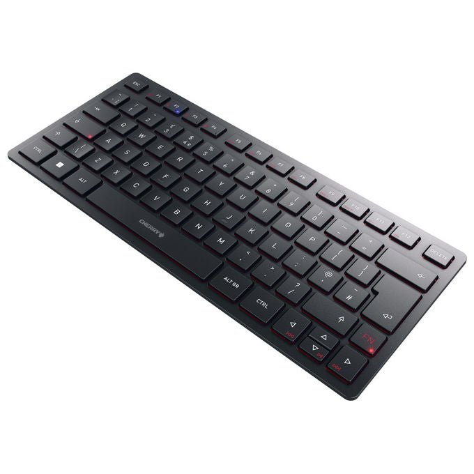 Cherry, Tastiera Mini Wireless, KW 9200, Bluetooth, USB, layout Inglese UK, Nero
