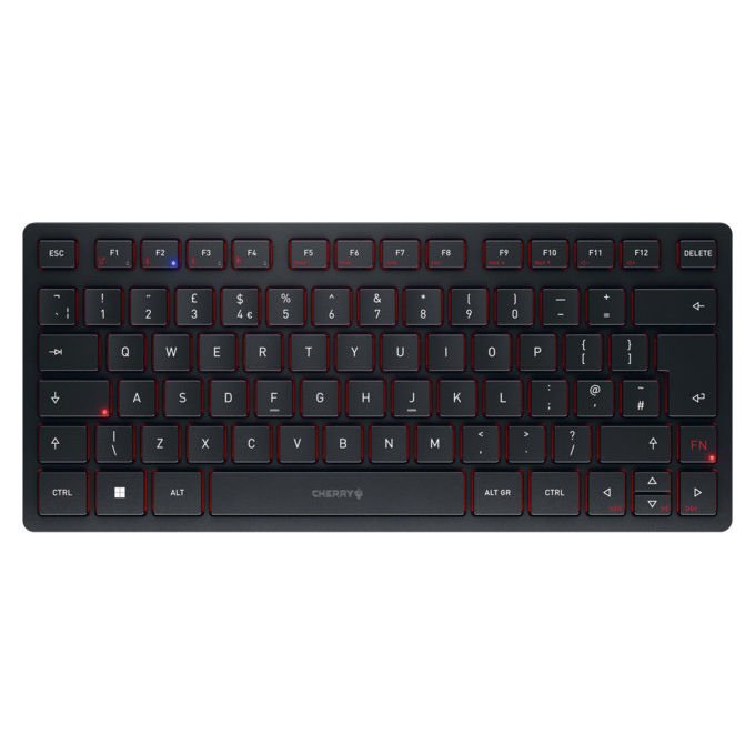 Cherry, Tastiera Mini Wireless, KW 9200, Bluetooth, USB, layout Inglese UK, Nero