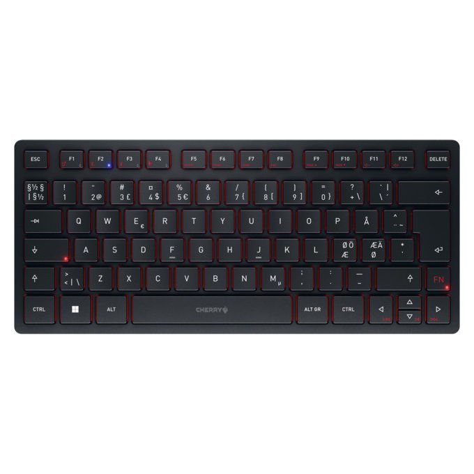 Cherry, Tastiera Mini Wireless, Bluetooth, USB, QWERTY Nordic, Nera
