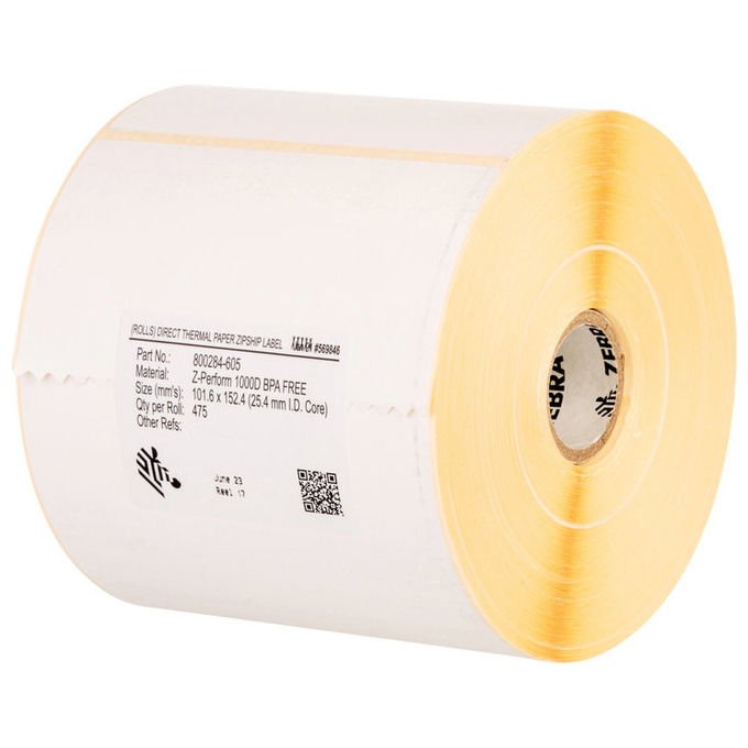 Zebra Z - Perform 1000T, Bianco, Etichetta autoadesiva, Etichette, Rotolo, Carta, Trasferimento termico - Yeppon