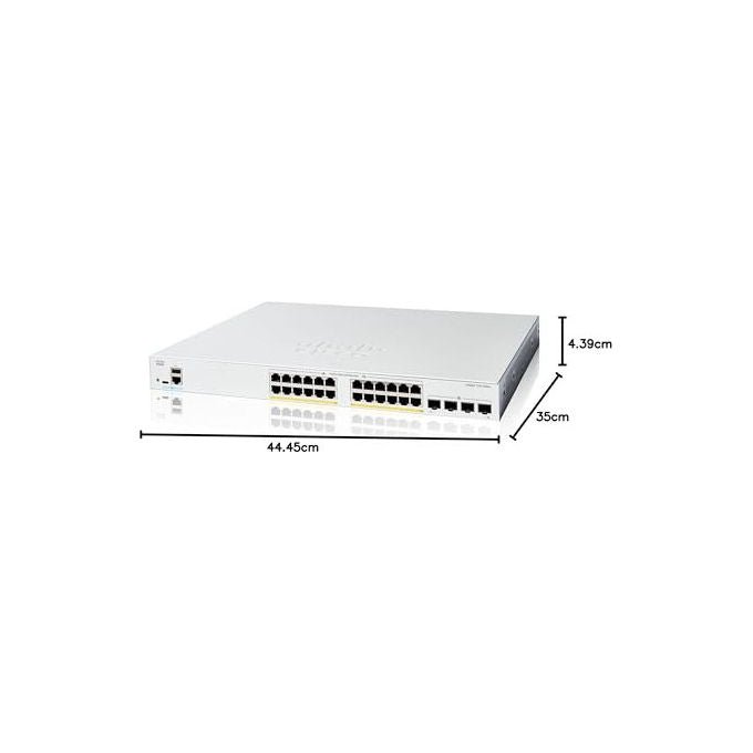Cisco, Switch Smart Catalyst 1200-24FP-4G, 24 Porte GE, 4x1GE SFP, PoE, Bianco