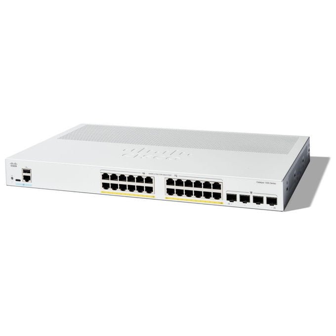 Cisco, Switch Gigabit Ethernet Gestito, 24 Porte PoE+, 4x SFP, L2-L3, Catalyst 1300-24P-4G