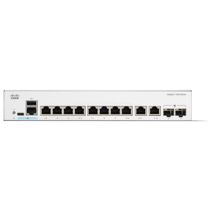 Cisco, Switch 8 porte Gigabit Ethernet, 2 porte SFP, Catalyst 1300-8T-E-2G