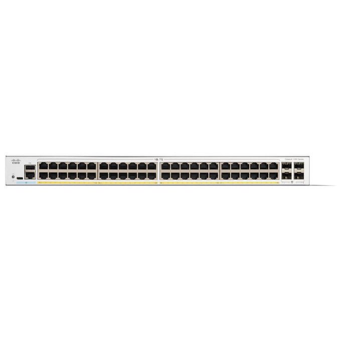 Cisco, Switch Gestito, 48 Porte GE, PoE Completo, 4x1GE SFP, Catalyst 1300-48FP-4G