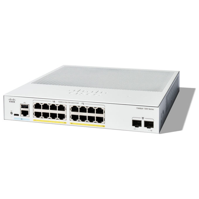 Cisco, Switch di Rete Gestito, 16 Porte Gigabit Ethernet, 2x SFP, Bianco