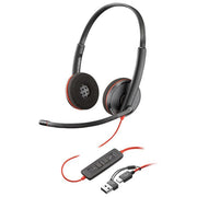 Poly, Cuffie Monoaurale Blackwire 3210, USB-C, Nere, con Adattatore