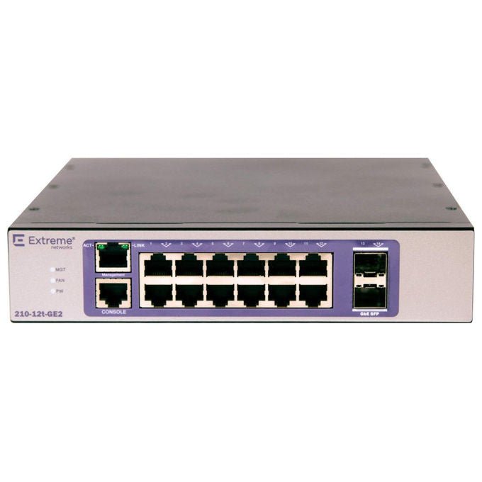 Extreme Networks, Switch Gigabit Ethernet, Gestito L3, 12 porte, ExtremeSwitching 210-12T-GE2