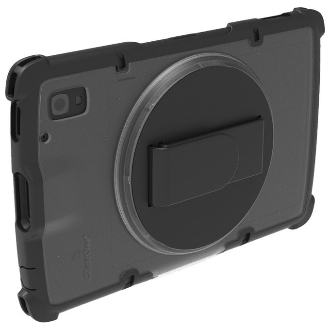 Gamber-Johnson InfoCase, Custodia Tablet, 10 Pollici, Nera e Trasparente, con Cinturino Rotante