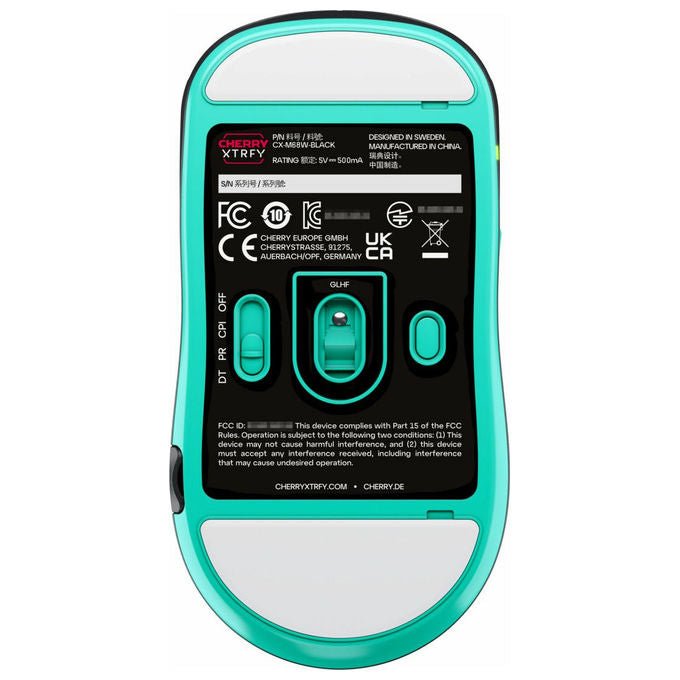 Cherry Xtrfy, Mouse Wireless, Gaming Ottico, 26000 DPI, Nero e Turchese