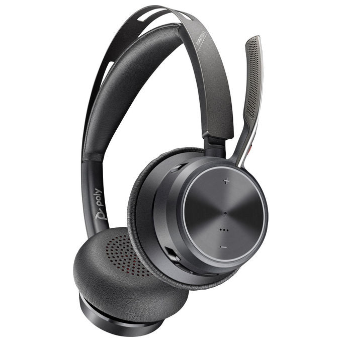 HP Poly Voyager Focus 2, Cuffie Wireless, Bluetooth, Nero, con Adattatore USB-C-A