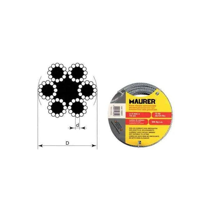 Za Srl, Fune in acciaio zincato 4 mm x 100 metri, Uso Commerciale