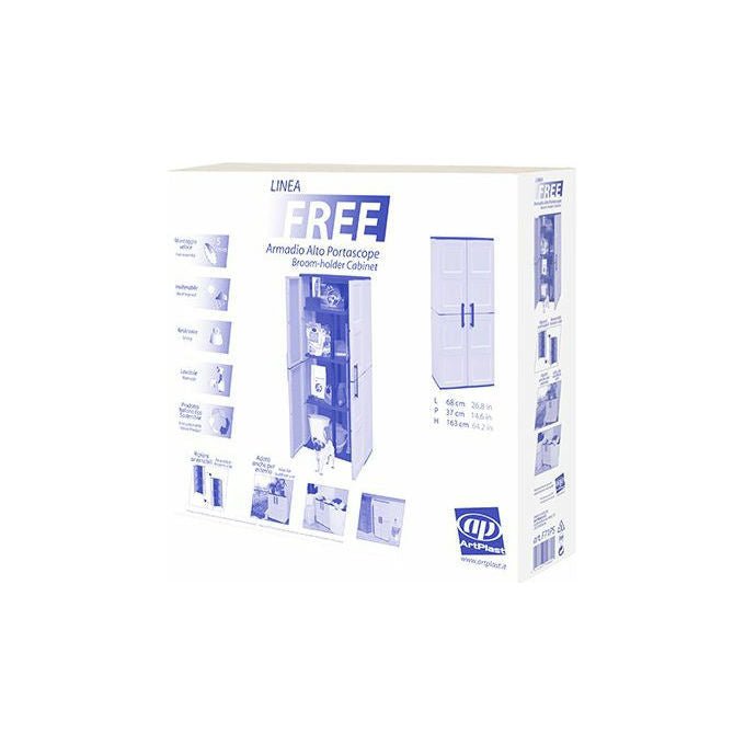Art Plast F101B Armadio Basso con Ripiano Regolabile in Polipropilene 68x37x90 cm colore Grigio