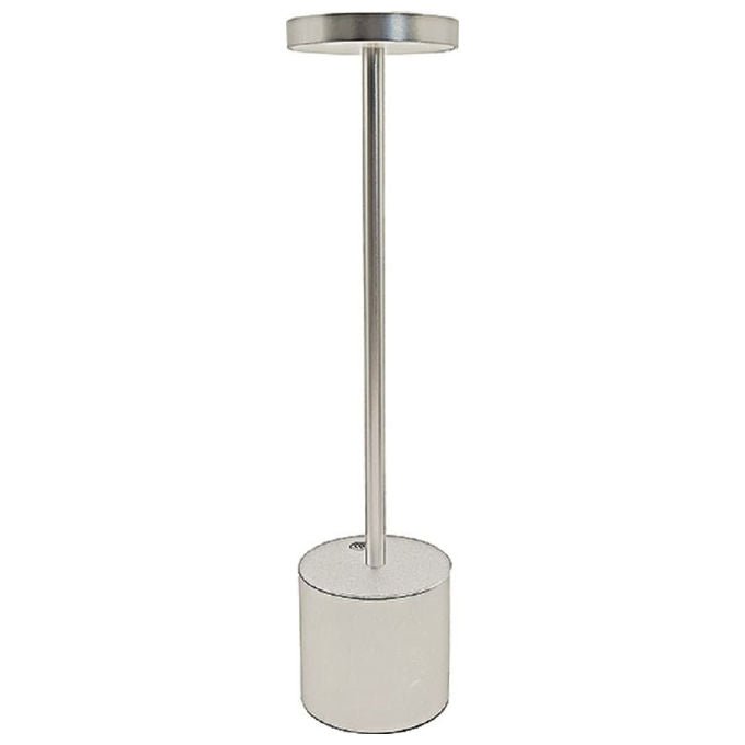 Vigor, Lampada da Tavolo Scilla, 200lm, Argento, 3W, Ricaricabile USB, Luce Calda