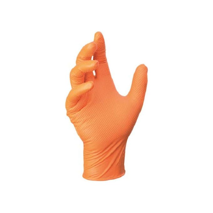 Vigor, Guanti in Nitrile Arancione Monouso, 50 Pezzi, Taglia XL