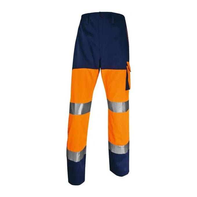 Delta Plus, Pantaloni da Lavoro Alta Visibilita', Arancione-Blu Navy, Taglia 3XL, Classe 2