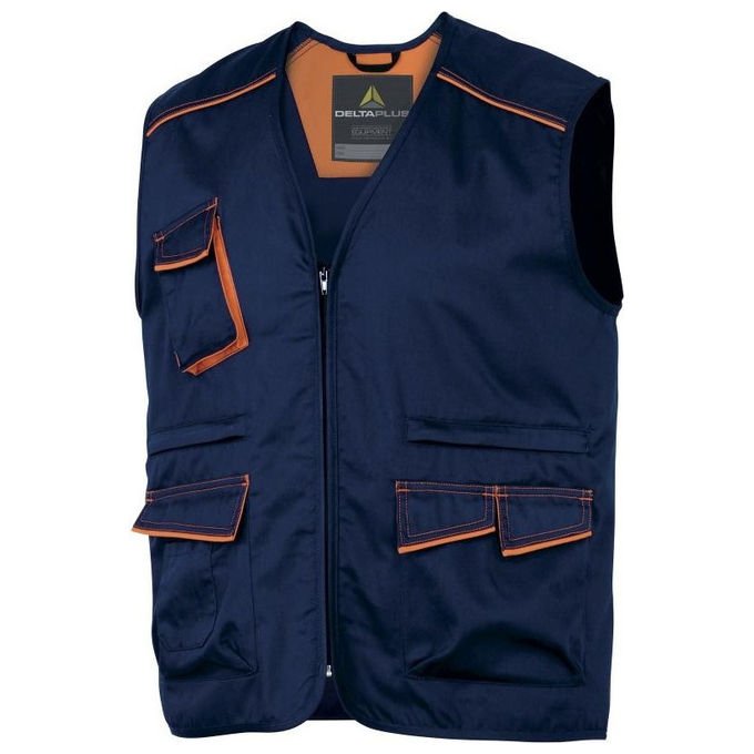 Delta Plus, Gilet da Lavoro, 6 Tasche, Poliestere e Cotone