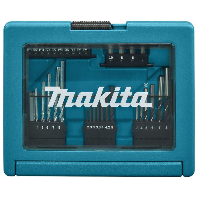 Makita, Set 33 Punte Trapano e Inserti, Valigetta B-49389 per Legno Metallo Cemento