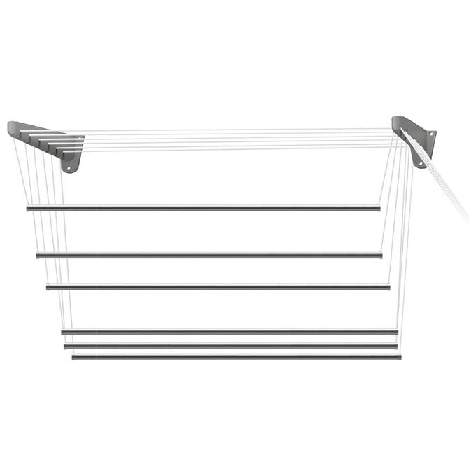 Jumbo, Stendino a Parete-Soffitto InoxSteed120, Acciaio Inox, 120 cm, Saliscendi, Made in Italy