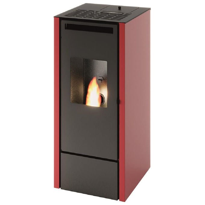 Punto Fuoco, Stufa a Pellet Vivian, 11kW, Rosso, Con Telecomando, 5 Stelle