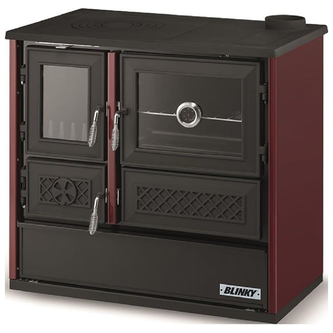 Blinky, Stufa a Legna con Forno Rossella, 9,1kW, 120 m2, Rossa