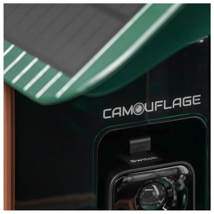 Camouflage, Mangiatoia Uccelli WiFi, Telecamera HD, Visione Notturna, Rilevamento Intelligente, EZ Birdfeed