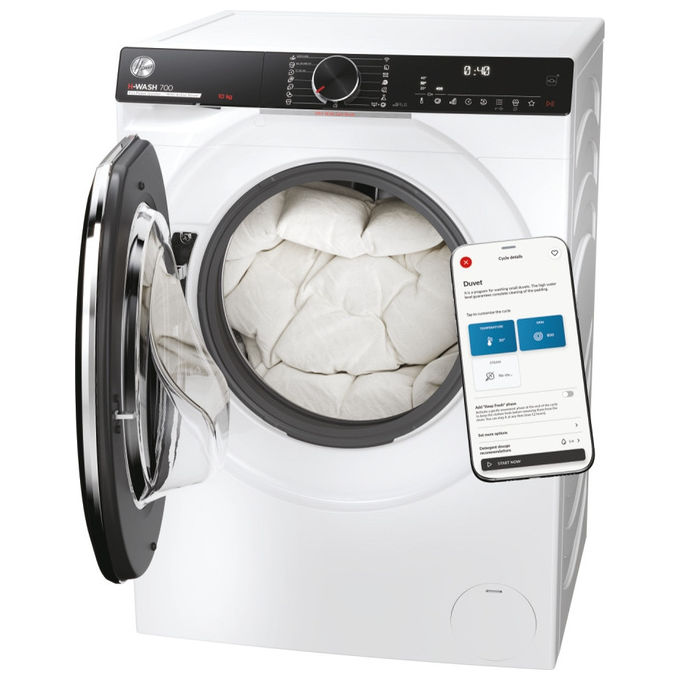 Hoover H7W 610MBC8-S H-Wash 700 Lavatrice Frontale 10 Kg 1600 rpm Classe A Wi-Fi Vapore Hygiene (85x60x57 cm) colore Bianco