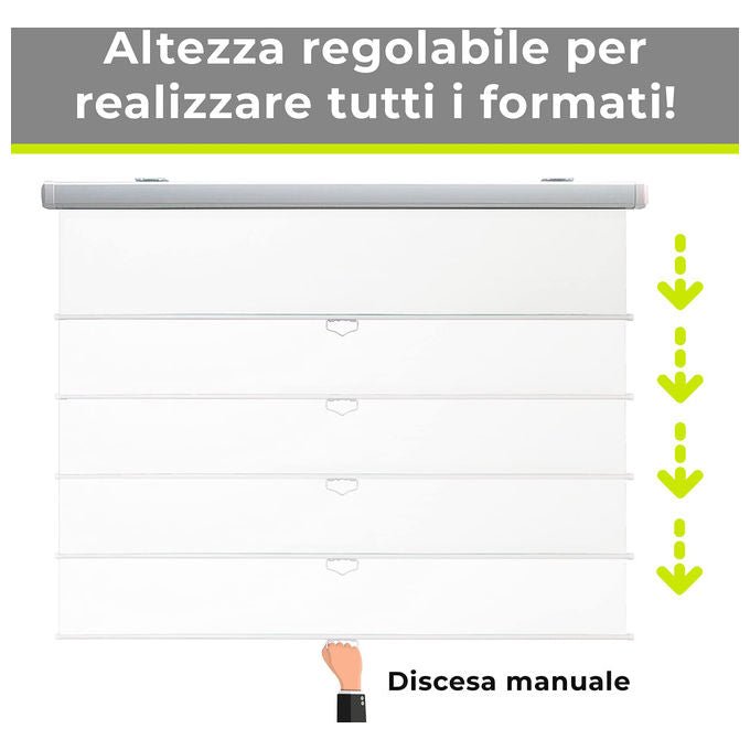 Gainup, Schermo Proiettore Manuale, 250x250cm, Telo Bianco con Retro Nero