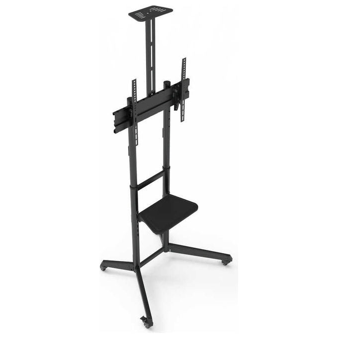 Napofix, Supporto TV Pavimento Mobile, 32-75 Pollici, Nero, Acciaio, Carrello Pro