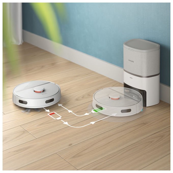Philips, HomeRun 3000 Series Aqua XU3110-02, Robot Aspirapolvere e Lavapavimenti, Grigio-Metallico