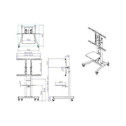 Value, Supporto Display Espositivo, 81-254 cm, 125 kg, Nero, Carrello Mobile TV