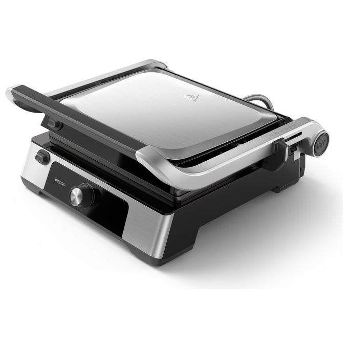 Philips, Grill Elettrico Bistecchiera Serie 5000, 2200W, Apertura 180°, Piastre Rimovibili, HD6301-90