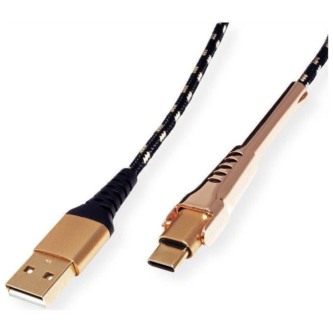 Roline, Cavo USB 2.0, 1 m, USB A a USB C, Nero e Oro
