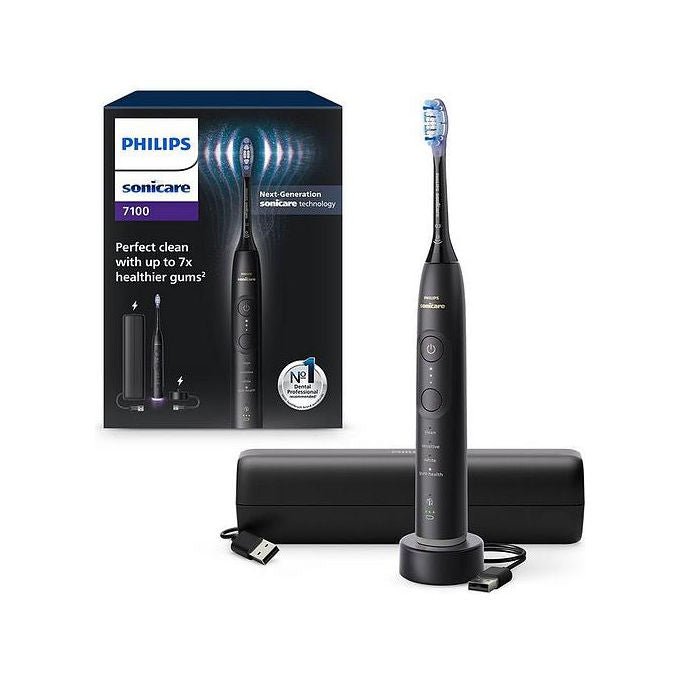 Philips, Sonicare Serie 7100 Spazzolino Elettrico Sonico, Nero, Con Base e Custodia, HX7421-01