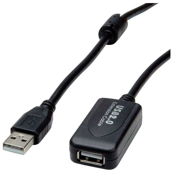 Value, Cavo USB 2.0, 5 m, Prolunga Attiva M-H, Nero