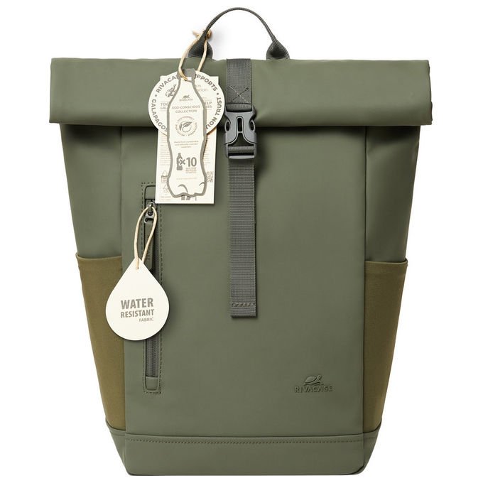 Rivacase, Zaino da Viaggio Eden, 17 Litri, Verde Oliva, per Laptop 14 pollici