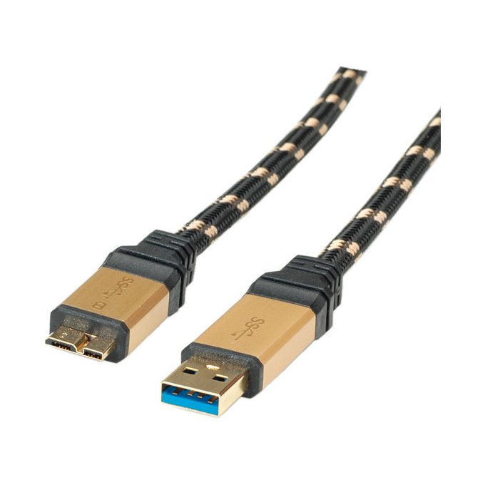 ROLINE, Cavo USB 3.2 Gen 1, 0.8m, USB-A a Micro-USB B, Nero Oro