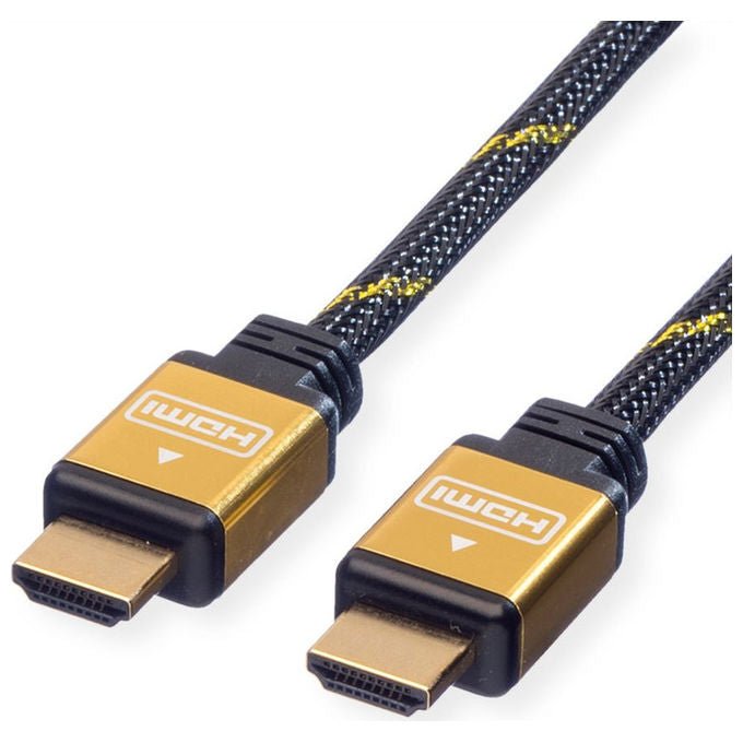 Roline, Cavo HDMI, Alta Velocita' con Ethernet, 3 m, Nero e Oro