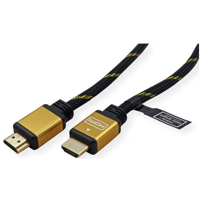 Roline, Cavo HDMI, Alta Velocita' con Ethernet, 3 m, Nero e Oro