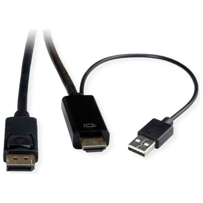 Roline, Cavo UHDTV DisplayPort, 2 m, Nero, HDMI + USB, Schermato