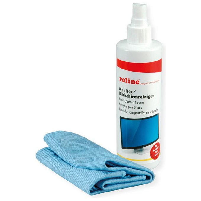 Roline, Kit Pulizia Schermo Lcd-Led-Plasma, Con Panno Microfibra, Spray 250ml
